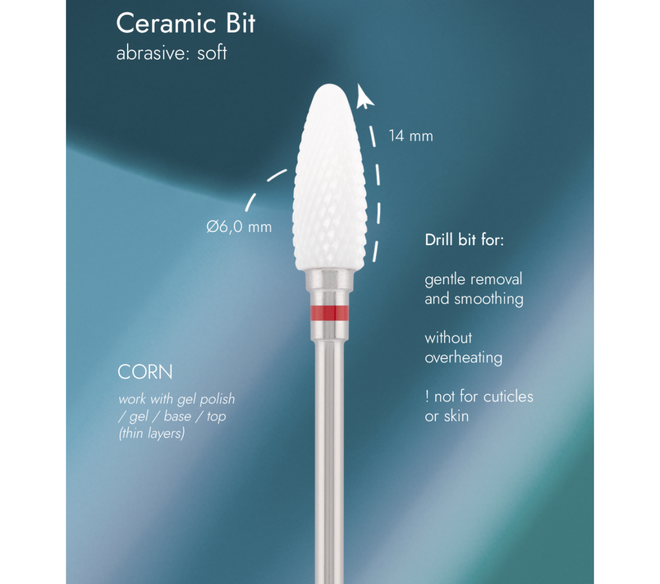 Keramički nastavak "corn" crveni, L-14,0 mm, Ø6,0 mm - Slika 3
